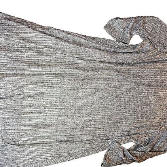 Cato Shimmery Silver Metallic Cold Shoulder Shift Dress - Picture 5 of 5